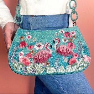 MARY FRANCES Flamingo Beaded Crossbody